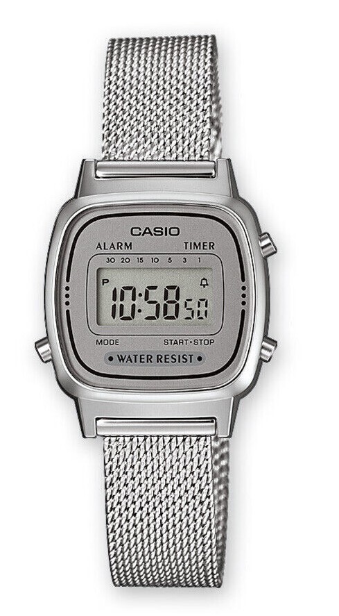 Womens Watch CASIO LA670WEM-7D Stainless Steel Mesh Gray
