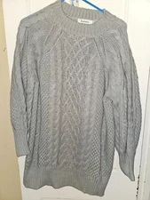 Womens Gray Anrabess Cableknit Sweater Size XS