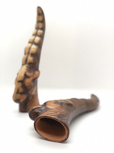 Kunstkeramik Gazelle Hornköpfe Keramik Figuren Antilope MCM 2er Set - Bild 9 von 9