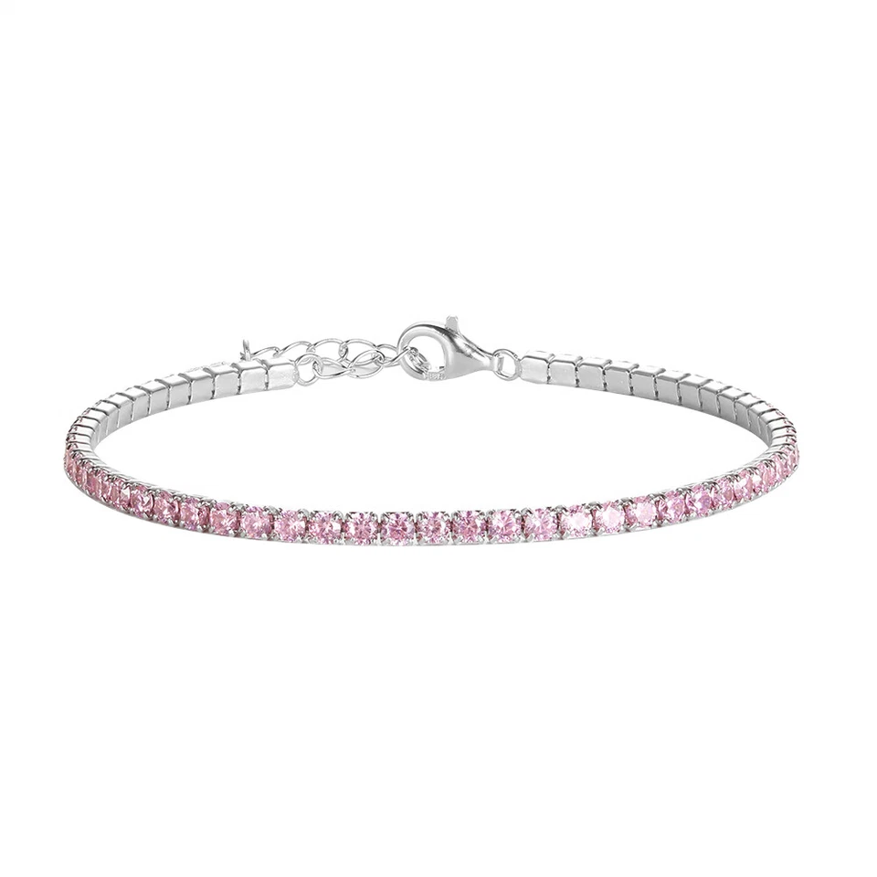 Bracciale Tennis Rosa in Argento 925 rodiato - Rainbow Collection Les Folies - Immagine 2 di 4