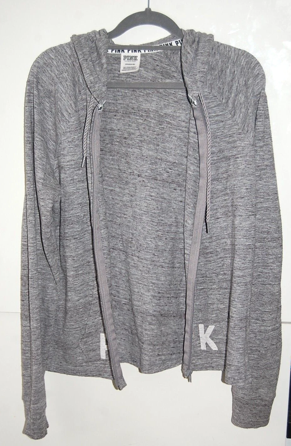 UNDERCOVER Maglione donna felpa con cappuccio grigio VICTORIA'S SECRET ROSA taglia S