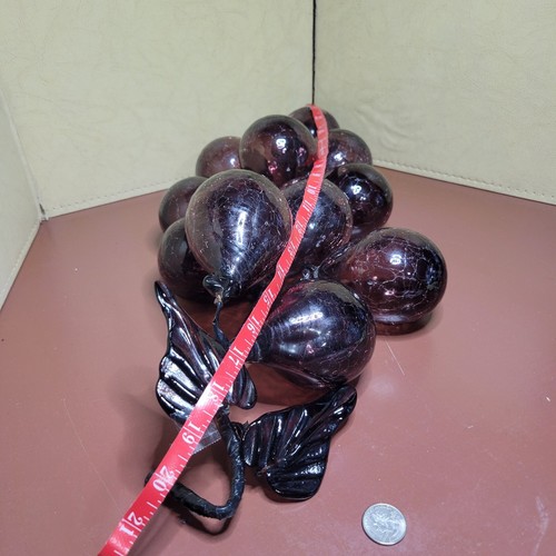 Vintage Glass Art Large Grapes 10 Grapes Beautiful Dark Purple In Color Hand - Picture 8 of 11