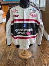 VTG. 90s JEFF HAMILTON NASCAR RACING COLLECTION DALE EARNHART LEATHER JACKET - M