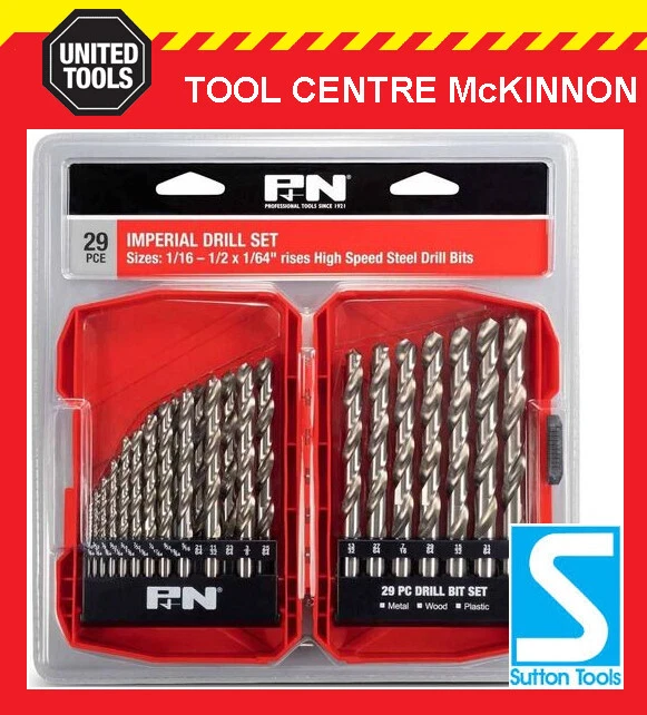 P N BY SUTTON 29pce HSS IMPERIAL DRILL SET 1 16 1 2 REPLACES FROST 92254