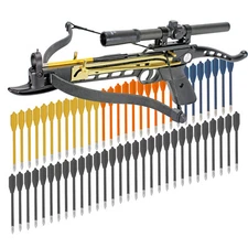 KingsArchery Crossbow Self-Cocking 80 LBS with Hunting Scope 60 Plastic Arrow