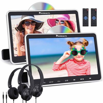 2x10.1'' HD Auto Kopfstütze DVD Player TV Monitor Für Kinder HDMI USB Kopfhörer