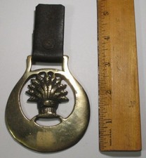 Fox Hunt Hunting Leather With Brass Wheat Bundle Medallion Hanging