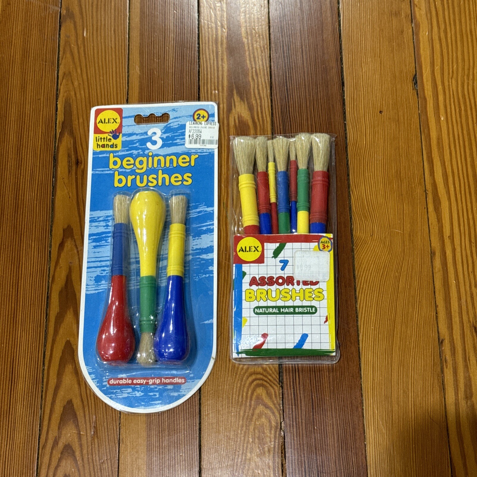 Assorted Brushes (7pc Pack)natural Bristles Multicoloured Handles New
