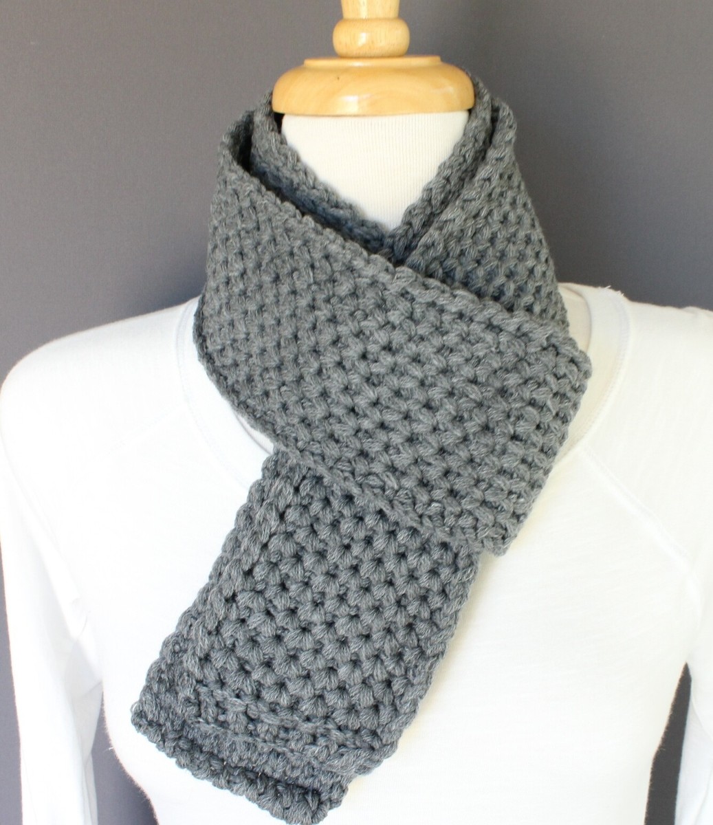 小物 VAULTROOM KNIT SCARF / GRAY Dark Grey Gray knit skinny scarf soft textured pattern knitted