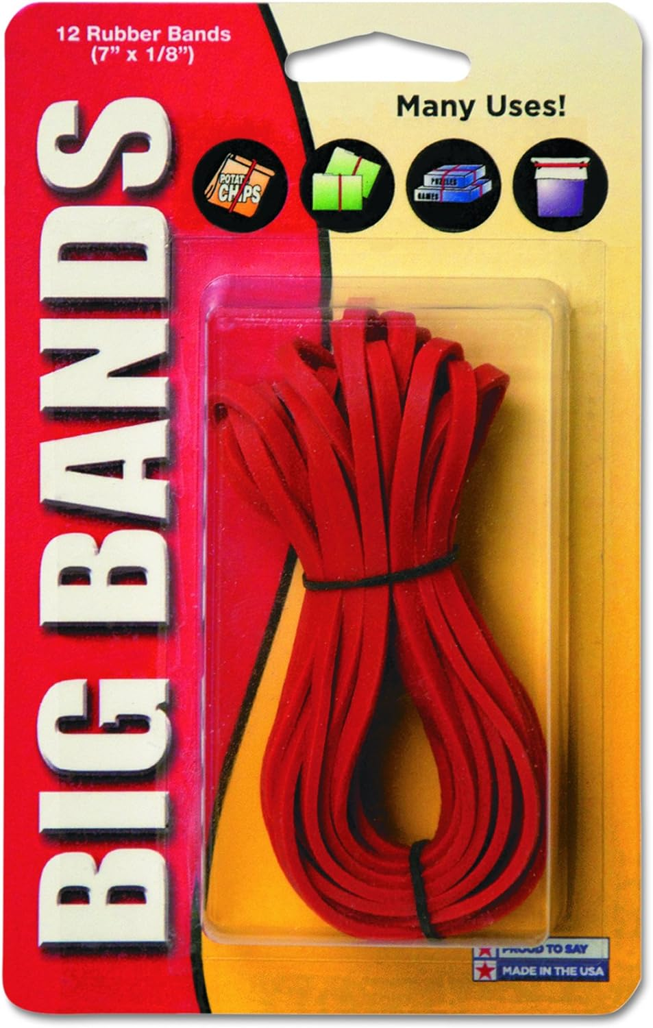 Large Red Rubber Bands, 12 Pack - Heavy-Duty 7