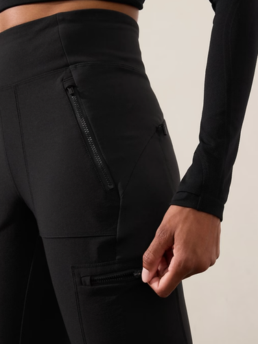 NUEVO PANTALÓN LEGGINGS CARGO TIRO ALTO HÍBRIDO HEADLANDS NEGRO ATLETA TALLA 2 - Imagen 6 de 10