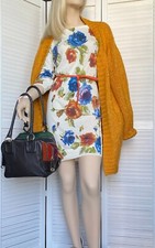 Dolce&Gabbana US4-6-8 white print dress blue and red roses silk