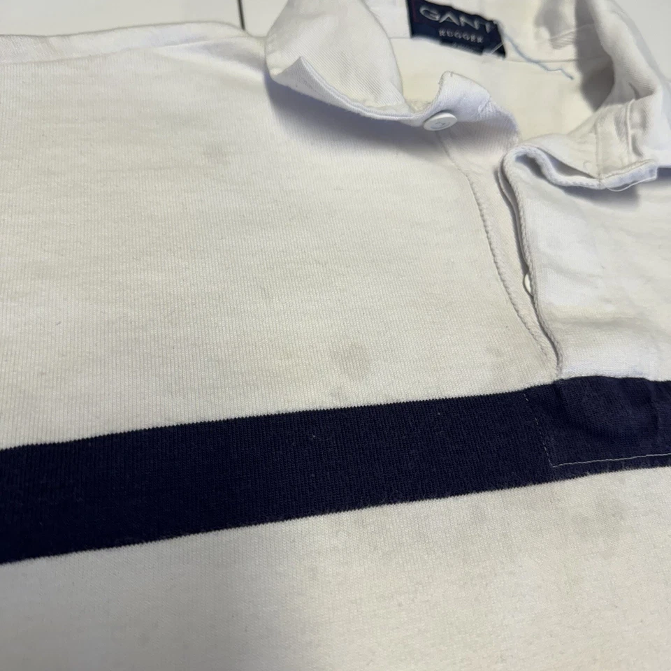 Camisa de rugby de manga larga Gant Rugger para hombre mediana 21x24 cuello a rayas de colección EE. UU. Foto 3 de 4