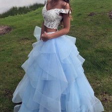 Ellie Wilde by Mon Cheri two-tier Dress - Perfect for Prom - Blue - Size 0
