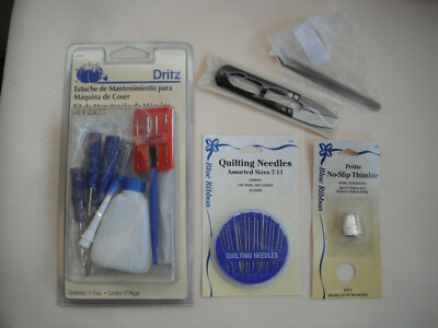Dritz Universal Sewing Machine Maintenance Kit Tread Snip Thimble Needles Tw-rs