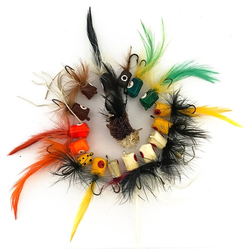 Lotto di 17 esche da pesca fly popper vintage.  Spedizione in tutto il mondo - Foto 1 di 8