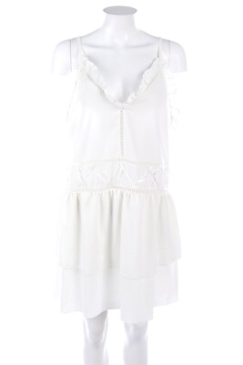 PRETTYLITTLETHING dress Frills Volants Boho Style UK 12 = D 38 off-white