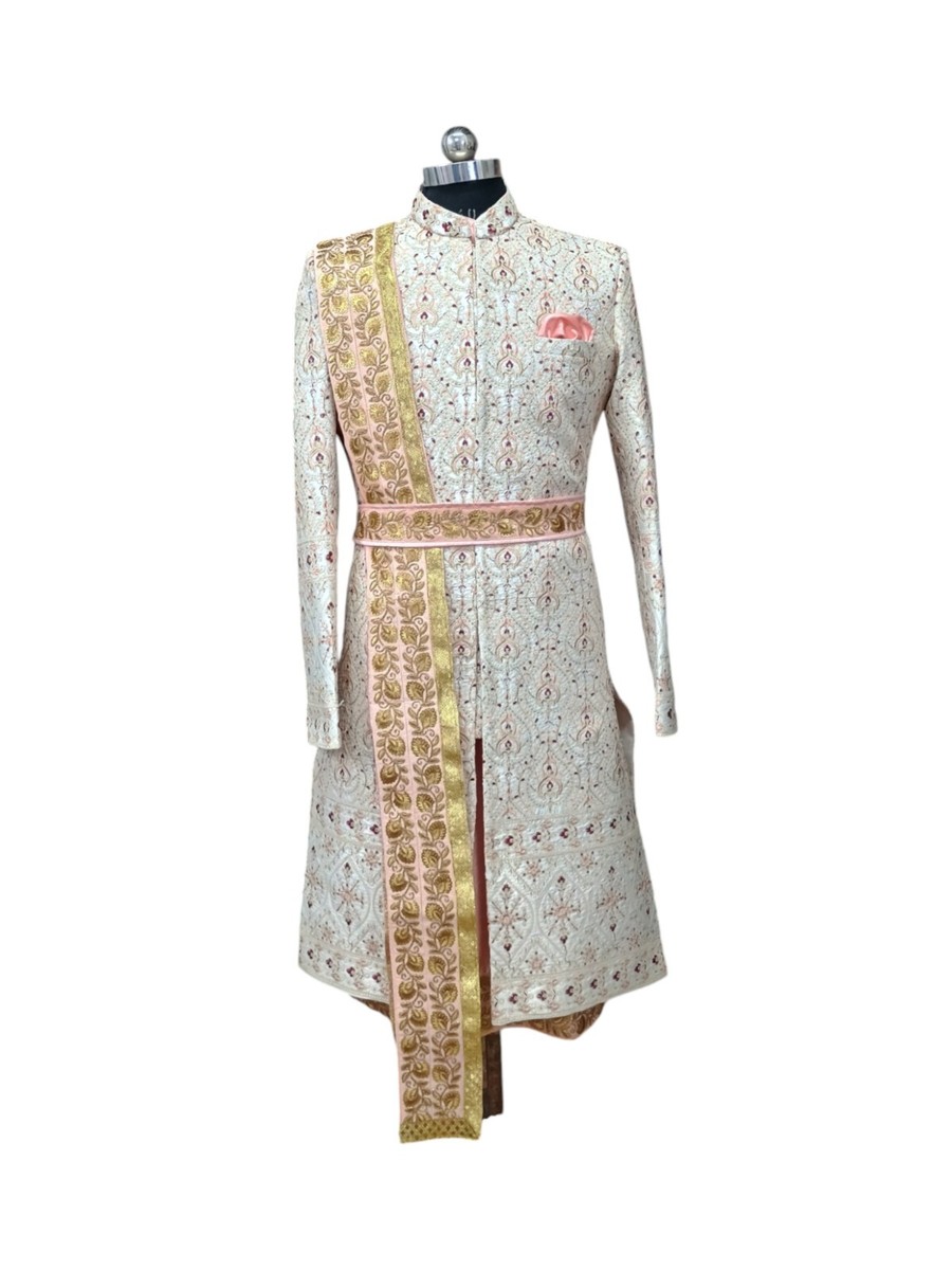 CREAM MAHARAJA WEDDING SHERWANI FOR GROOM