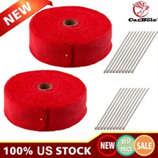 2pcs Roll X 2 50ft Red Exhaust Wrap Manifold Header Fiberglass Heat Wrap Tape