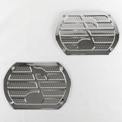 Vintage Chrome Musical Note Speaker Grill Cover Package Tray 6X9