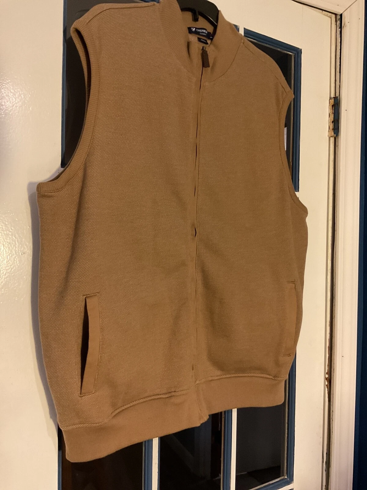 Cremieux Classics Vest Mens Size XL Tan Brown Pockets Zip Outdoors grandpacore