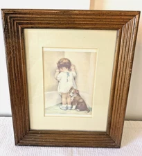 Vintage Signed Bessie Pease Gutmann "In Disgrace" Framed Lithograph 9" x 11"