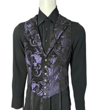 SHRINE Gothic Aristocrat Vampire Victorian Tapestry Pirat Steampunk Purple Vest