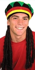 Vintage Velvet Rastafarian Beanie With Knit Braided Dreadlocks Dreads