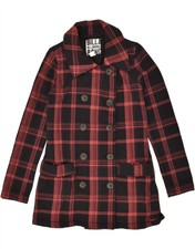 Billabong Womens Pea Coat Uk 14 Medium Black Check Cotton Bl25