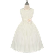 IVORY Size 14 Chiffon Flower Girl Dress Summer Bridesmaid Birthday Formal Party