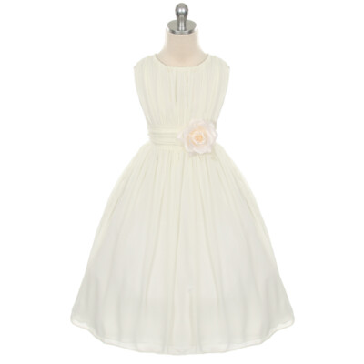 IVORY Size 14 Chiffon Flower Girl Dress Summer Bridesmaid Birthday Formal Party