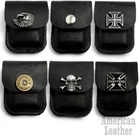 Thick Leather Lighter Pouch Black With Belt Loop Various Designs