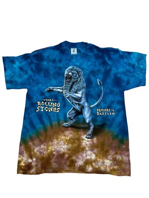 Vintage 1997 Rolling Stones Bridges To Babylon T-Shirt Men Sz L Tie-dye Blue USA