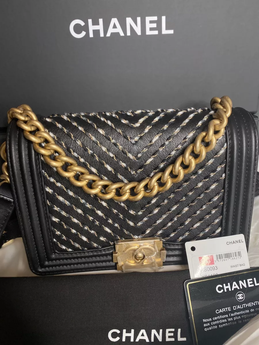 Chanel Medium Boy Flap Caviar Leather Shoulder Bag Black