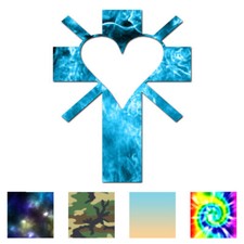 Cross With Heart - Vinyl Decal Sticker - Multiple Patterns  Sizes - ebn4035