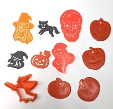 Halloween Stencils Shapes Witches Pumpkins Skeleton Ghost Black Cat 11 pc lot