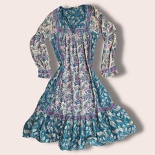 Rare Vintage 70s Starina Paisley Guaze Cotton Dress sz. Medium