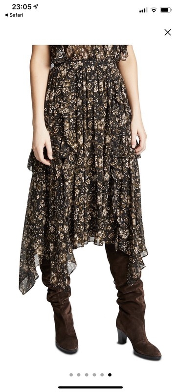 ULLA JOHNSON Floral Paisley Print TORRI Asymmetric Silk Ruffle Midi Skirt 4