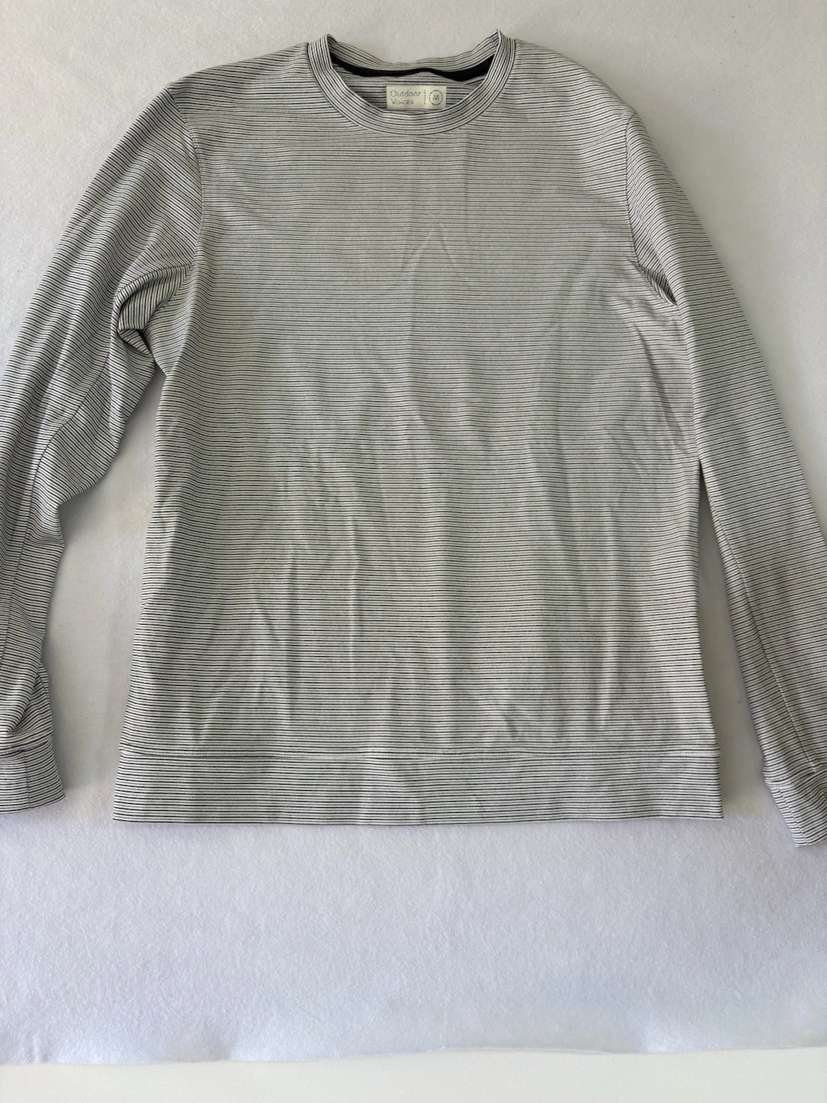 Outdoor Voices Long Sleeve Shirt Striped White Back Pocket Size M