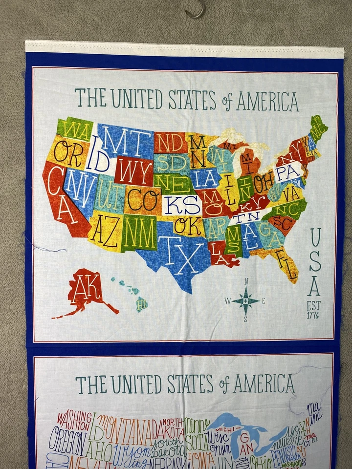 Robert Kaufman Explore America Mapa Painel Estados Unidos Arte de Parede Tecido Acolchoado - Imagem 4 de 4