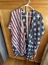 MILAMILA By Mila American Flag Kimono Shaw