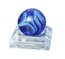 Vintage Marble Transparent Cobalt Blue Clear Christensen CAC Swirl 0.64" -16