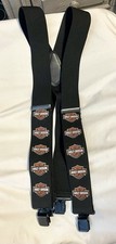  VINTAGE HARLEY DAVIDSON Suspenders -Black  Orange Shield - Adult -Motorcycle