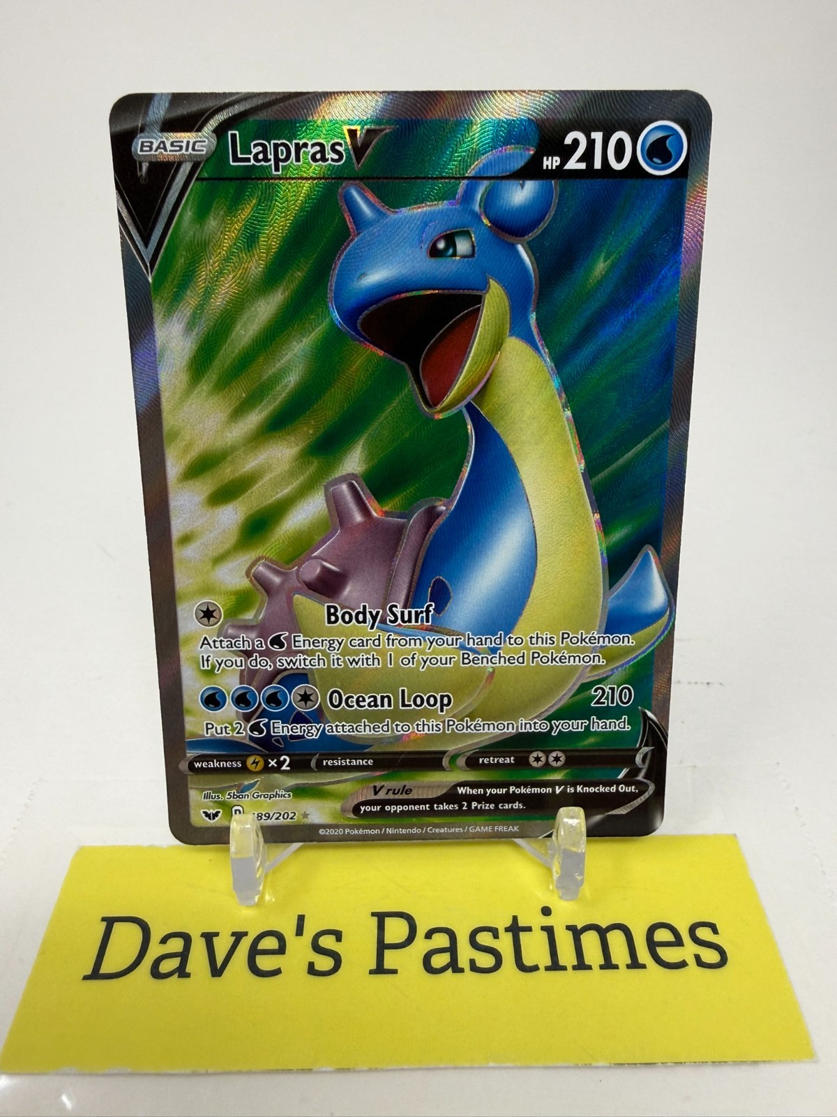 Lapras V 189/202 Ultra Rare Sword & Shield Pokemon Near Mint P6