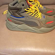PUMA RS-X Men's Mid Top Lace-Up Athletic Sneakers Green/Yellow/Red/Blue