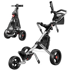 Golf Push Cart 3 Wheel, Golf Cart Foldable, Multiple Functions Golf Bag Cart ...