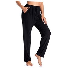  Women's Yoga Pants Soft Comfy Stretch Loose Straight Casual X-Large Black
