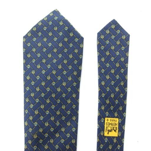HERMES Tie Regular Pattern Silk Navy JS GY11 Men - image 4