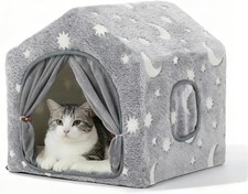 Indoor Dog House Soft Warm Glow Dog Cave for Cat  Small Dogs