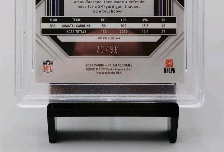 2022 Panini Prizm Rookies Isaiah Likely Blue Sparkle Prizm /96 PSA 9 Mint RC #36 view 3